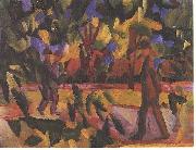 August Macke, Riders and walkers at a parkway